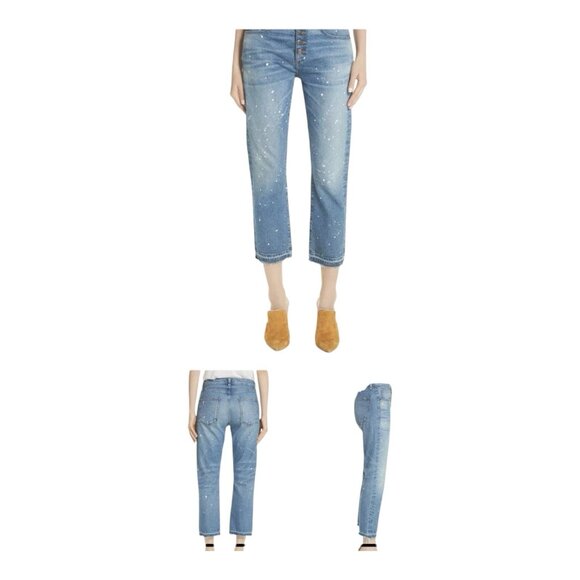 Veronica Beard Jeans Size 24 Girlfriend Ines 10.75” Inseam Pipeline Wash Paint - Picture 2 of 7